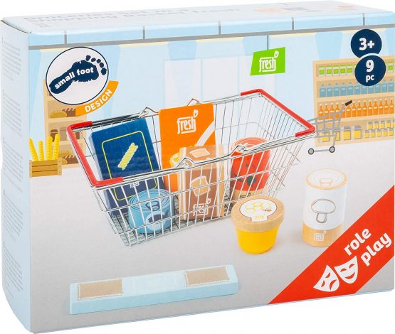 Small Foot 11443 Groceries Shopping Basket Fresh Made of Wood, Set as Accessory for Children's Kitchens and Play Stores Toys, Multicolored - Image 3