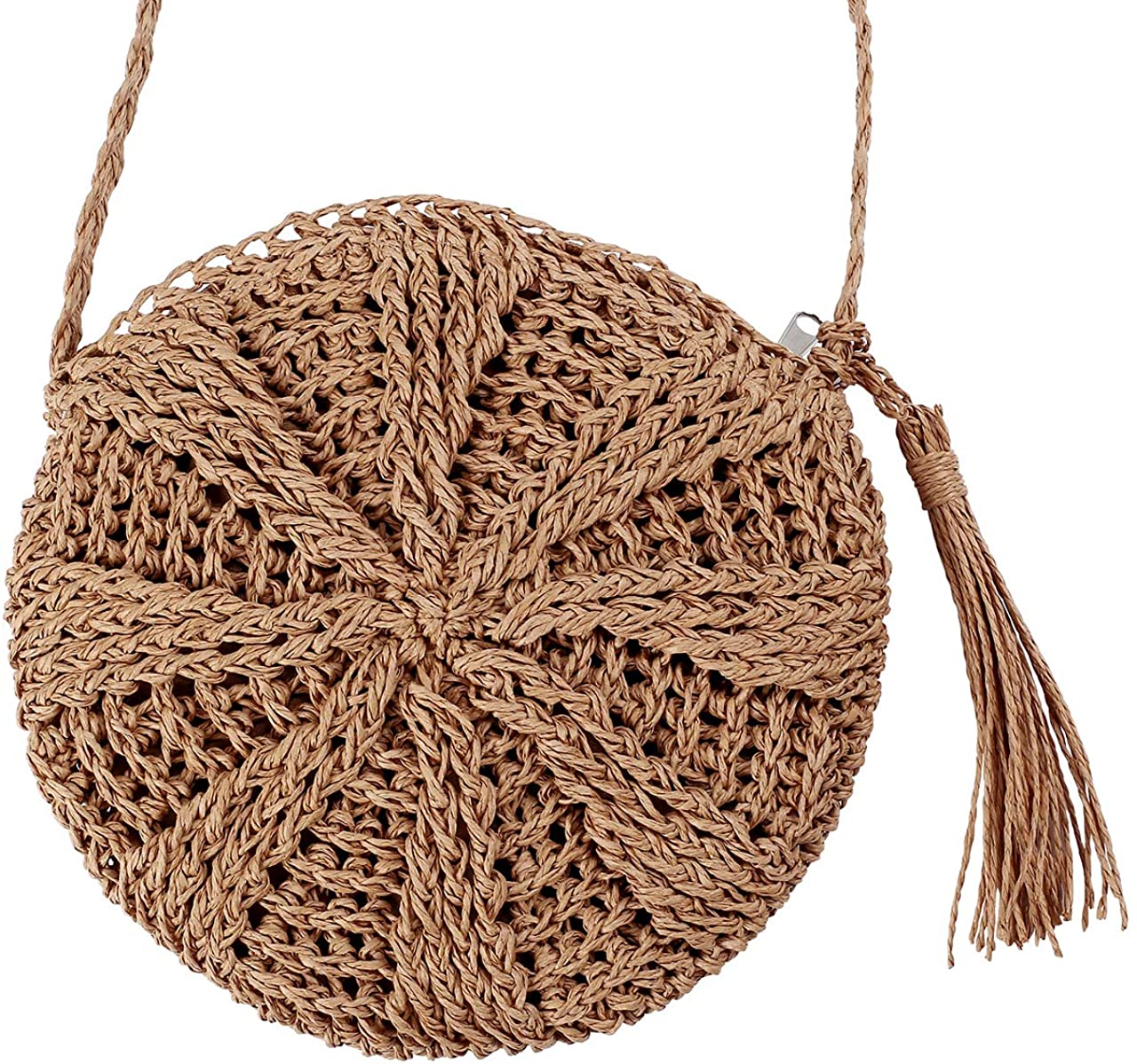Faletony Round Straw Crossbody Bag Weave Shoulder Bag Summer Beach Purse for Women BigaMart