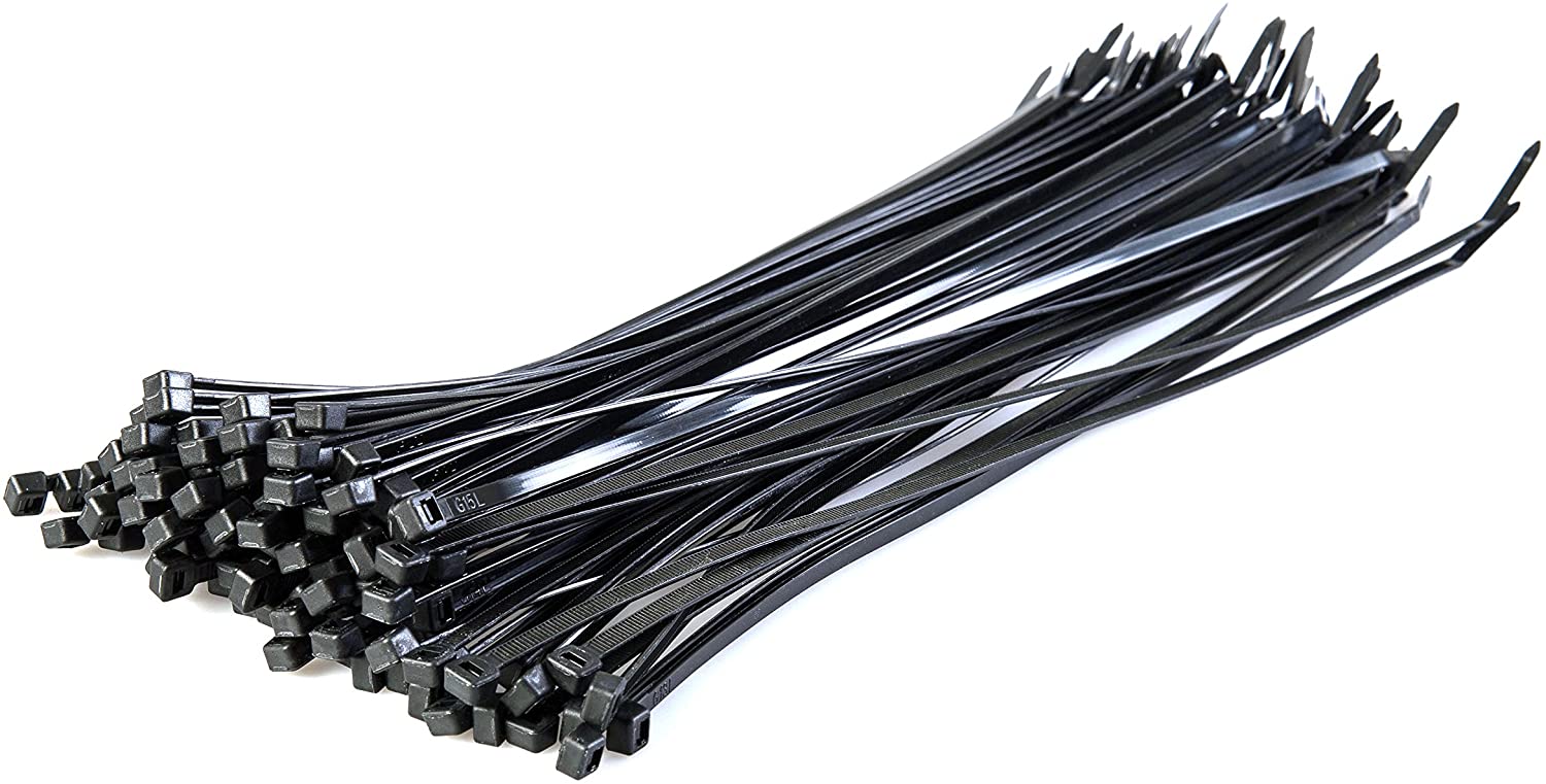 Gocableties Heavy Duty Long Black Cable Ties, 370mm x 7.6mm, Pack of 100, Nylon Zip Ties, Plastic Tie Wraps
