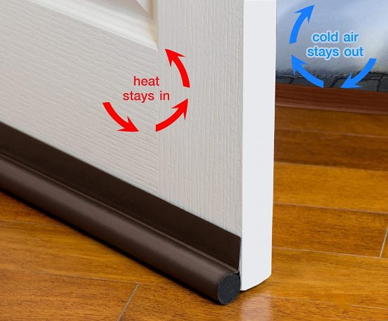 deeToolMan Draft excluder 36" : One sided door insulator with hook and loop strip/Under door draft blocker/Door weather strip(Light beige) - Image 2