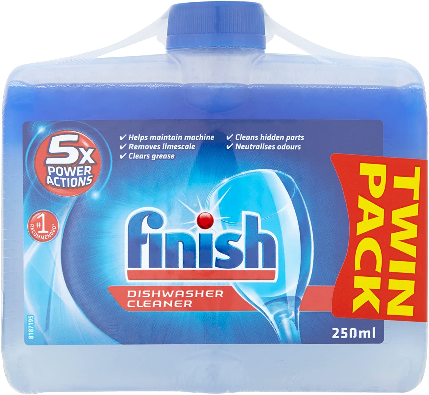 Finish, Dishwasher Cleaner, Fresh Scent, 500ml (250ml x 2 pck), Removes Grease and Limescale