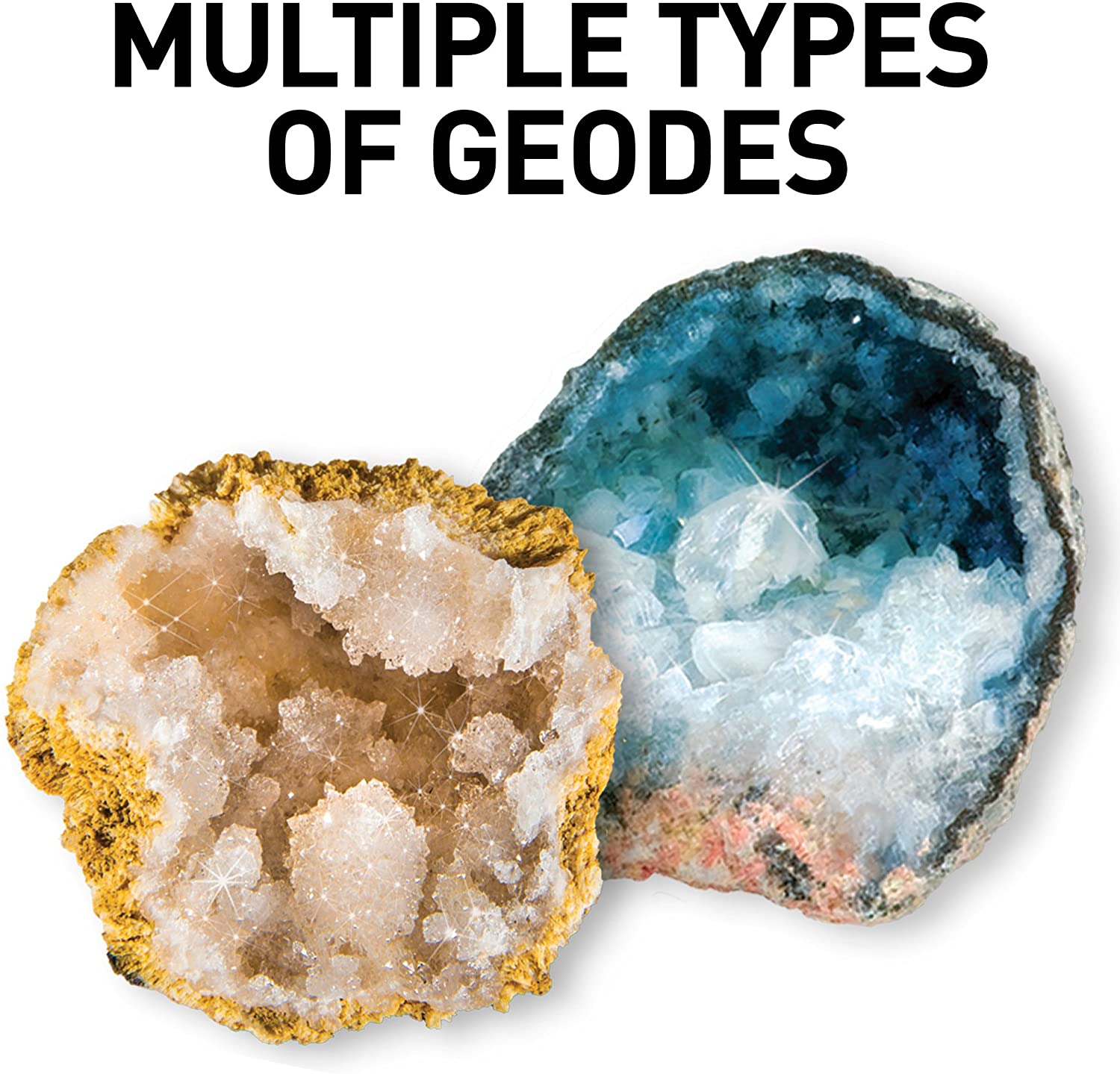 NATIONAL GEOGRAPHIC Break Open 4 Geodes Science Kit, Includes Goggles, Learning Guide, Display Stand - Image 2