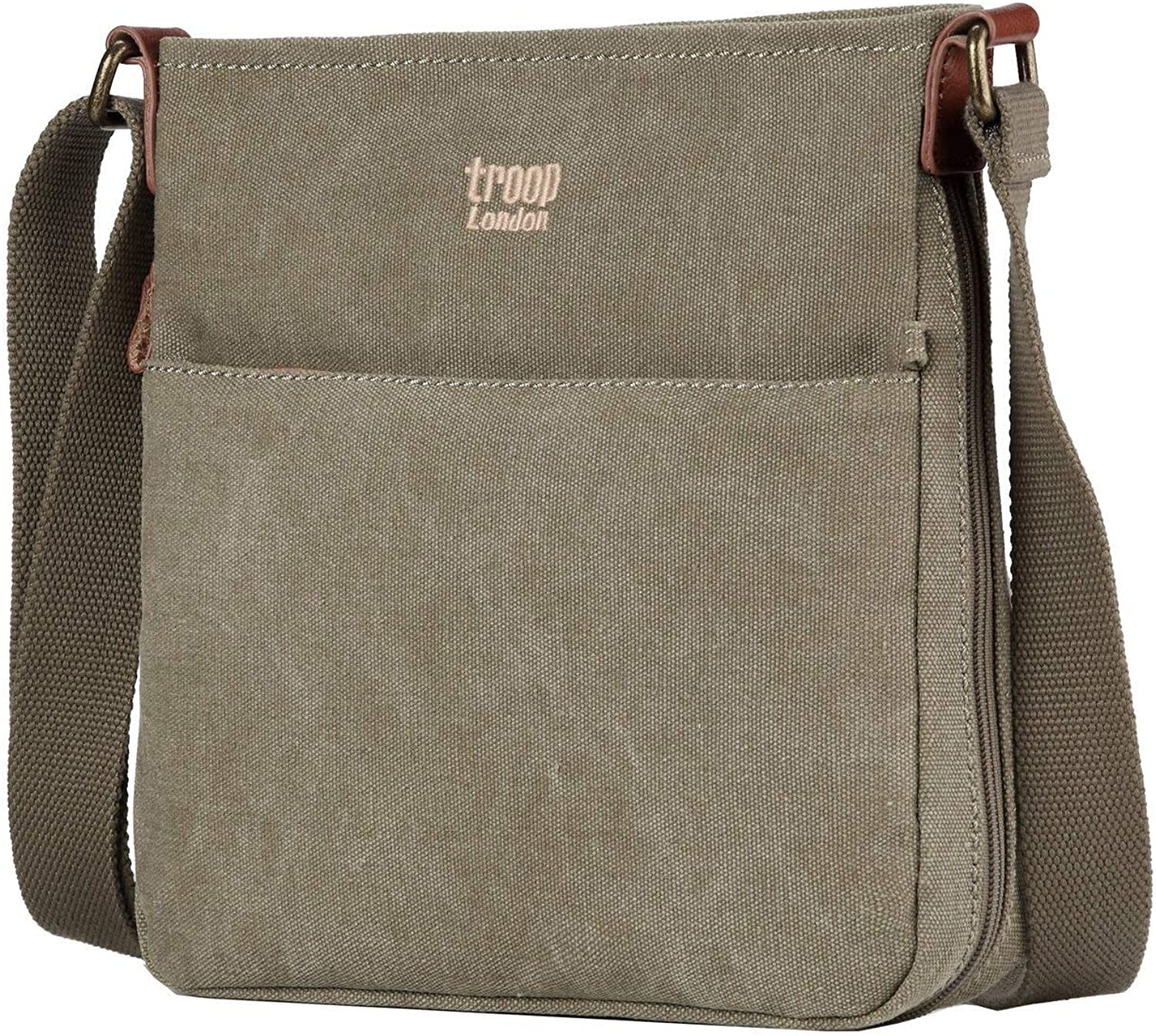 TRP0237 Troop London Classic Canvas Across Body Bag - Khaki, M - Image 3