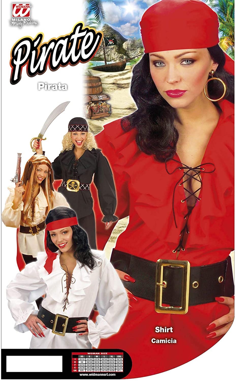 Ladies Pirate Shirt Ladies - Red Costume for Buccaneer Fancy Dress - Image 2