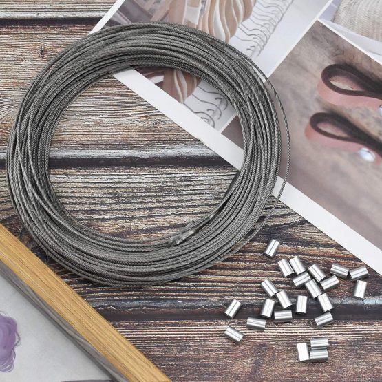 1.5 mm x 30 m Stainless Steel Wire Picture Frame Hanging Wire Heavy Duty Garden Craft Wire Cable Strong Wire Rope with 20 Aluminum Crimping Sleeves For Garden Craft Washing Line - Image 4