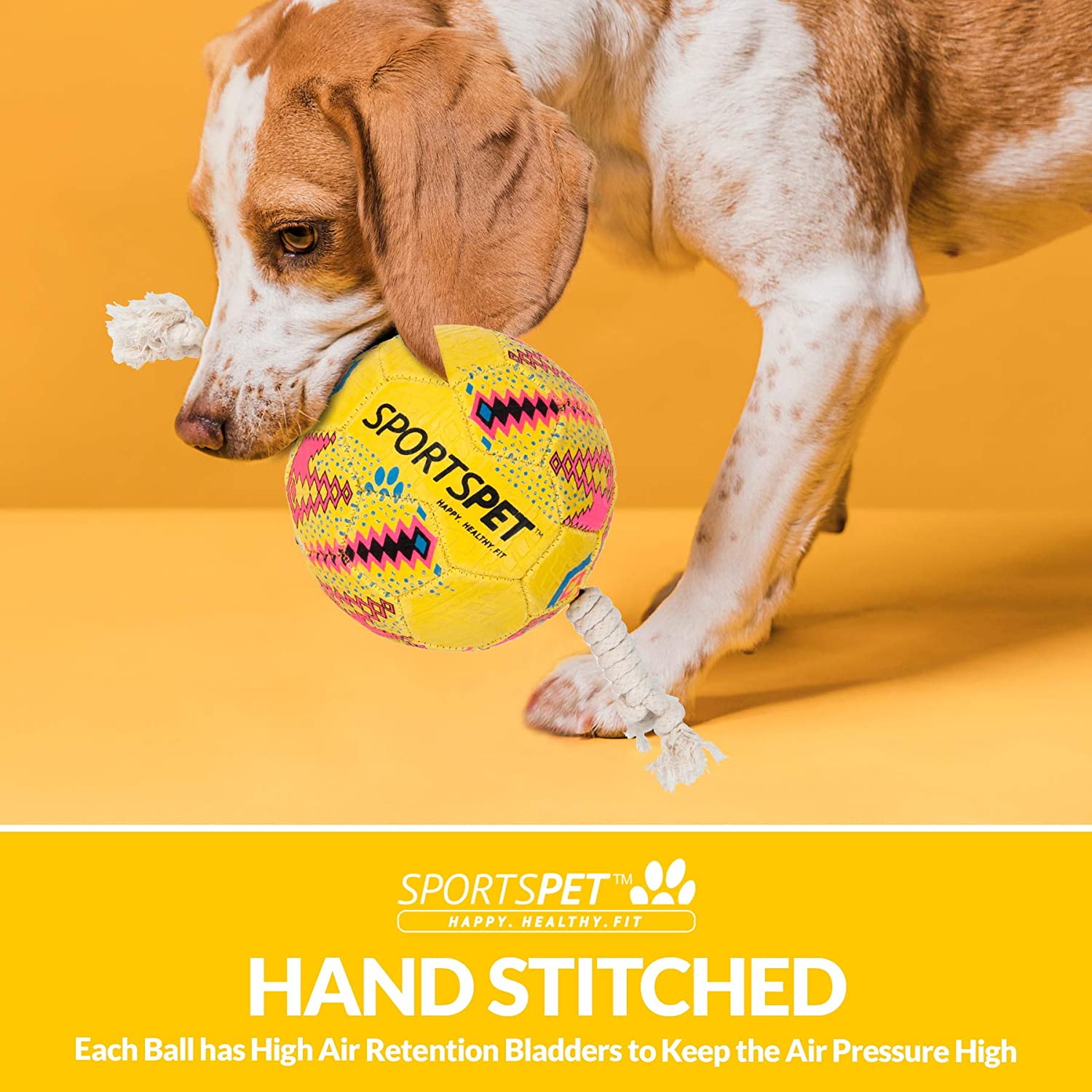 SPORTSPET Football Size 3, 200 g, Yellow, Size 3 - Med - Image 4