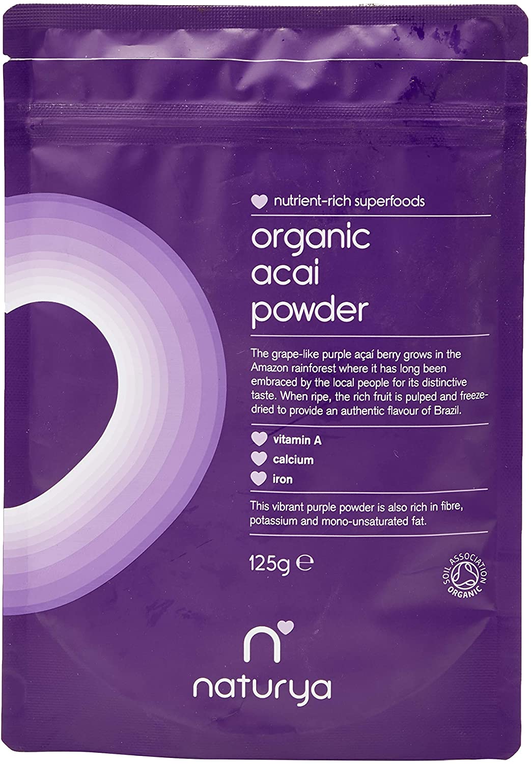 Naturya Organic Acai Powder, 125g, 125 g (Pack of 1)