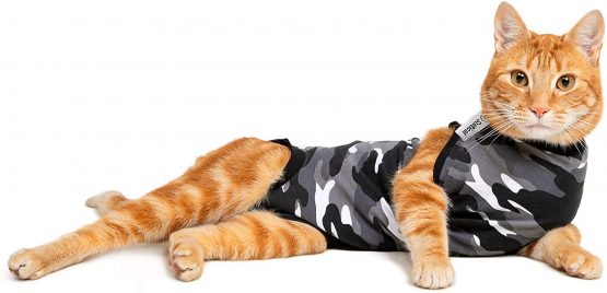 Suitical Recovery Suit Cat, Black Camouflage (XXS)