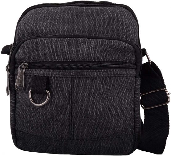 Mens/Ladies Canvas Work/Travel/Holiday/Summer Shoulder/Messenger Bag - Black