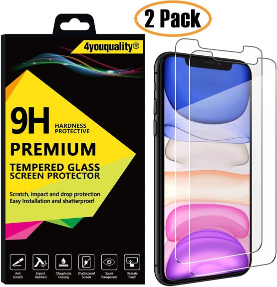 4youquality [3-Pack] iPhone 11 and iPhone XR Screen Protector, Tempered Glass Film [LifetimeWarranty][Scratch-Resistant][Anti-Shatter] Screen Protector for Apple iPhone XR and iPhone 11 (6.1 inch)