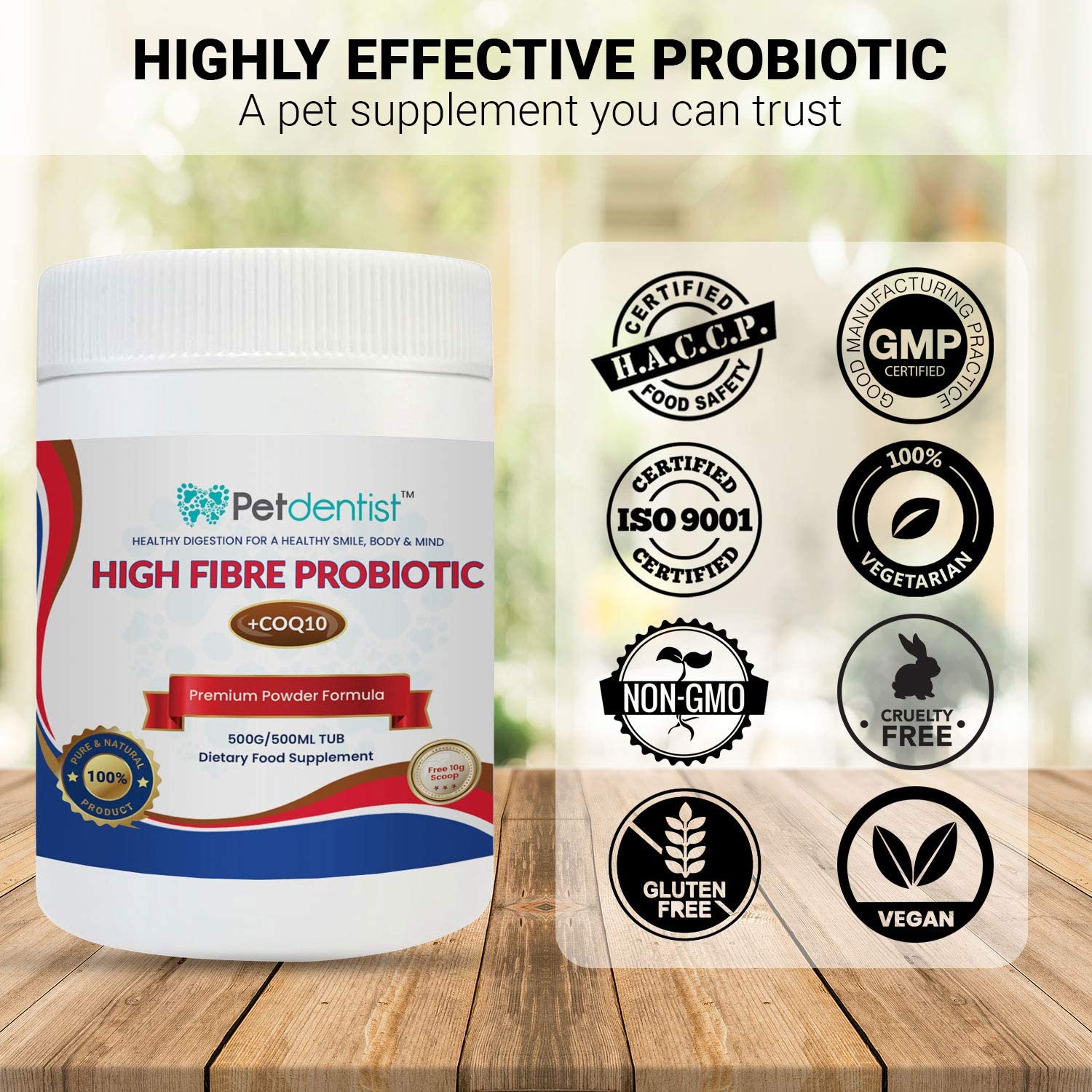 Petdentist High Fibre Probiotics for Dogs and Cats, Premium Fiber Powder Supplement for Dogs Anal Glands, Gut Health, CoQ10 - Image 2