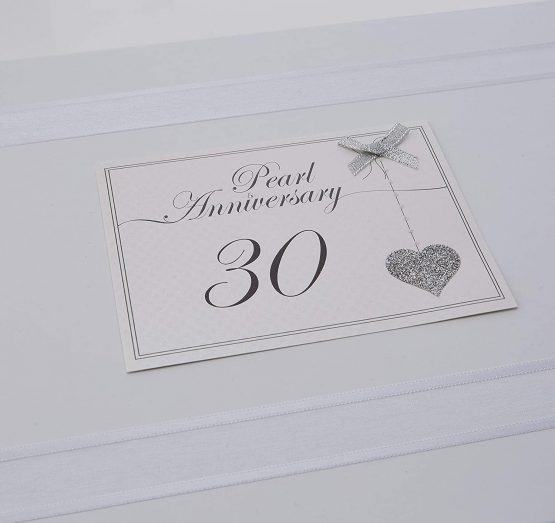 White Cotton Cards 30th Anniversary Sparkling Love Heart Large Keepsake Box (LLA30X) - Image 3