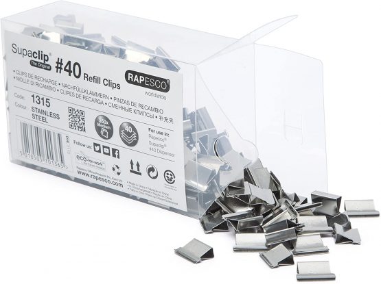 Rapesco 1315 Supaclip 40 Bulk Pack of Stainless Steel Refill Clips, Pack of 350 - Image 2