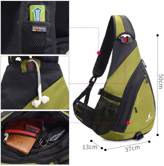 Sling Backpack Men Women | Sling Bag Waterproof Large Capacity 14" Laptop | Chest Bag Shoulder Crossbody Bag Triangle Backpack Outdoor Travelling Cycling Hiking Running - Image 4
