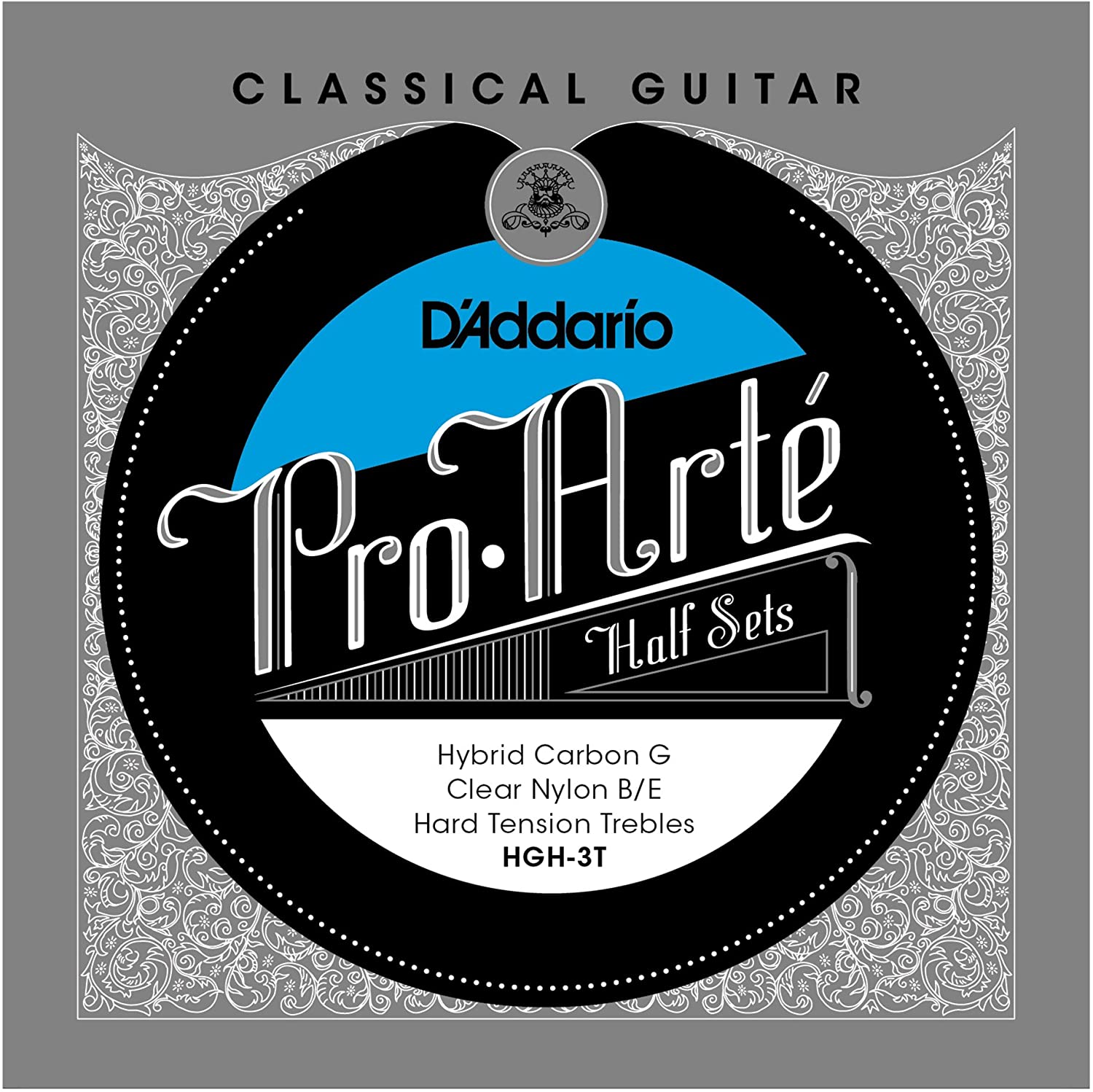 D’Addario Guitar Strings - Pro-Arte Nylon Guitar Strings - HGH-3T - Classical Guitar Strings - Half Sets, Hard Tension, Hybrid Carbon G