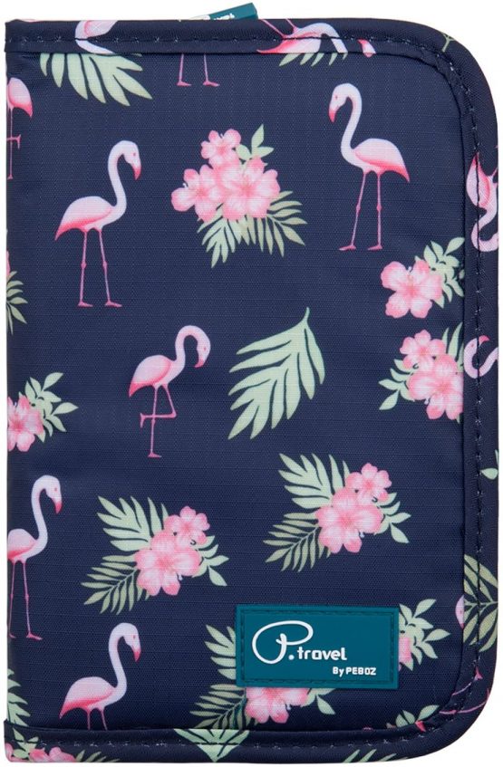 Travel Wallet Passport Holder Family, Waterproof Flamingo Print Document Organiser Purse with Zip Closure Ticket Credit ID Card Cash Pouch Holiday Money Bag for Men Women by ManKn