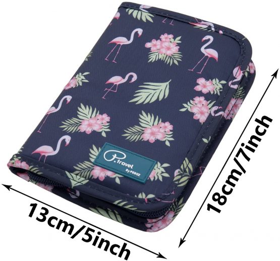 Travel Wallet Passport Holder Family, Waterproof Flamingo Print Document Organiser Purse with Zip Closure Ticket Credit ID Card Cash Pouch Holiday Money Bag for Men Women by ManKn - Image 2