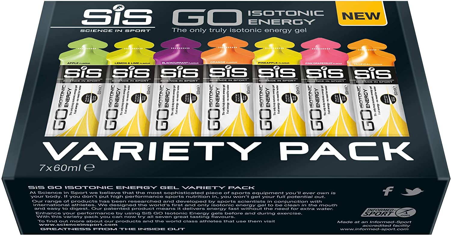 Science In Sport GO Isotonic Energy Gels, Running Gels with 22g Carbohydrates, Low Sugar, Variety Pack of Assorted Flavours