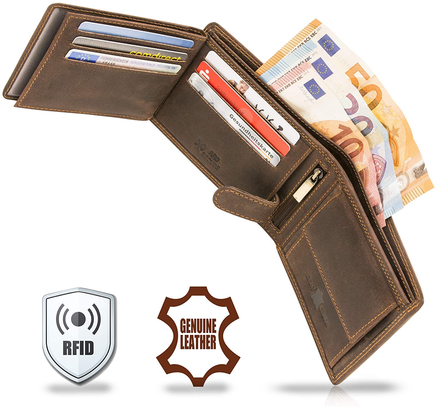 TALED Wallet Made of Vintage Leather with RFID Protection in Brown - Image 2