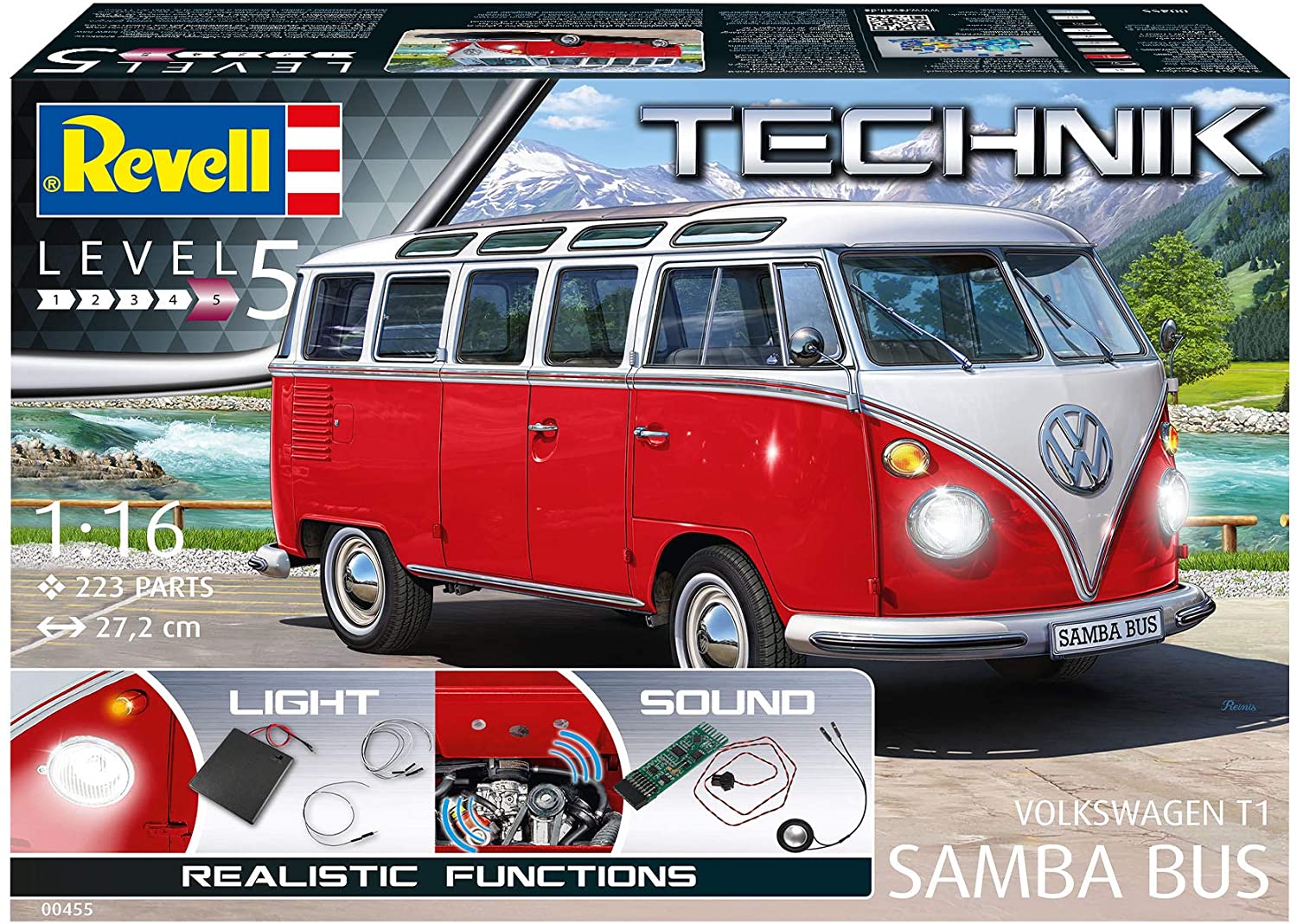 Revell 00455 Technik 1:16 - VW T1 Samba Bus Plastic model kit, Blue - Image 2