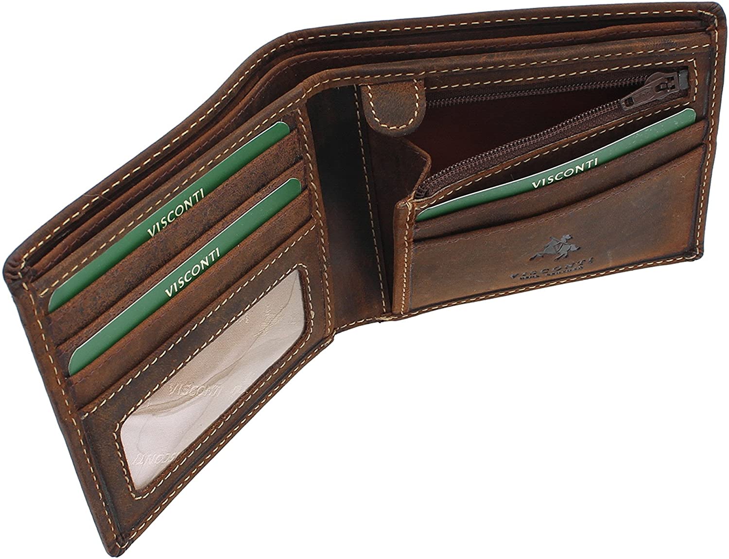 VISCONTI Hunter Oiled Leather Shield Wallet 707 Oil Tan RFID - Image 4