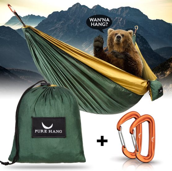 PURE HANG Premium XXL Hammock Double Camping Outdoor - Lightweight Nylon Portable 2 - 4 person - Strongest Parachute Hammock Backpacking Garden Hiking Travel Beach Yard