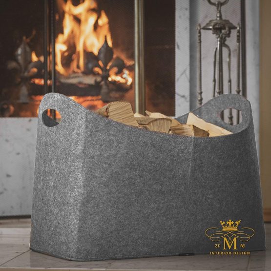 Rubberneck Felt Firewood Basket XL with Handles for Wood, Newspapers, Magazines, 54 x 39 x 30 cm (Grey) - Image 4