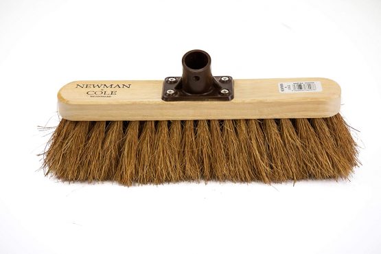 Newman and Cole 12" Wooden Broom Head with Soft Natural Coco Bristle Replacement Wooden Broom Head Indoor or Outdoor Soft Bristle Broom Floor Sweeping Brush with Plastic Fixing Bracket Connector - Image 2