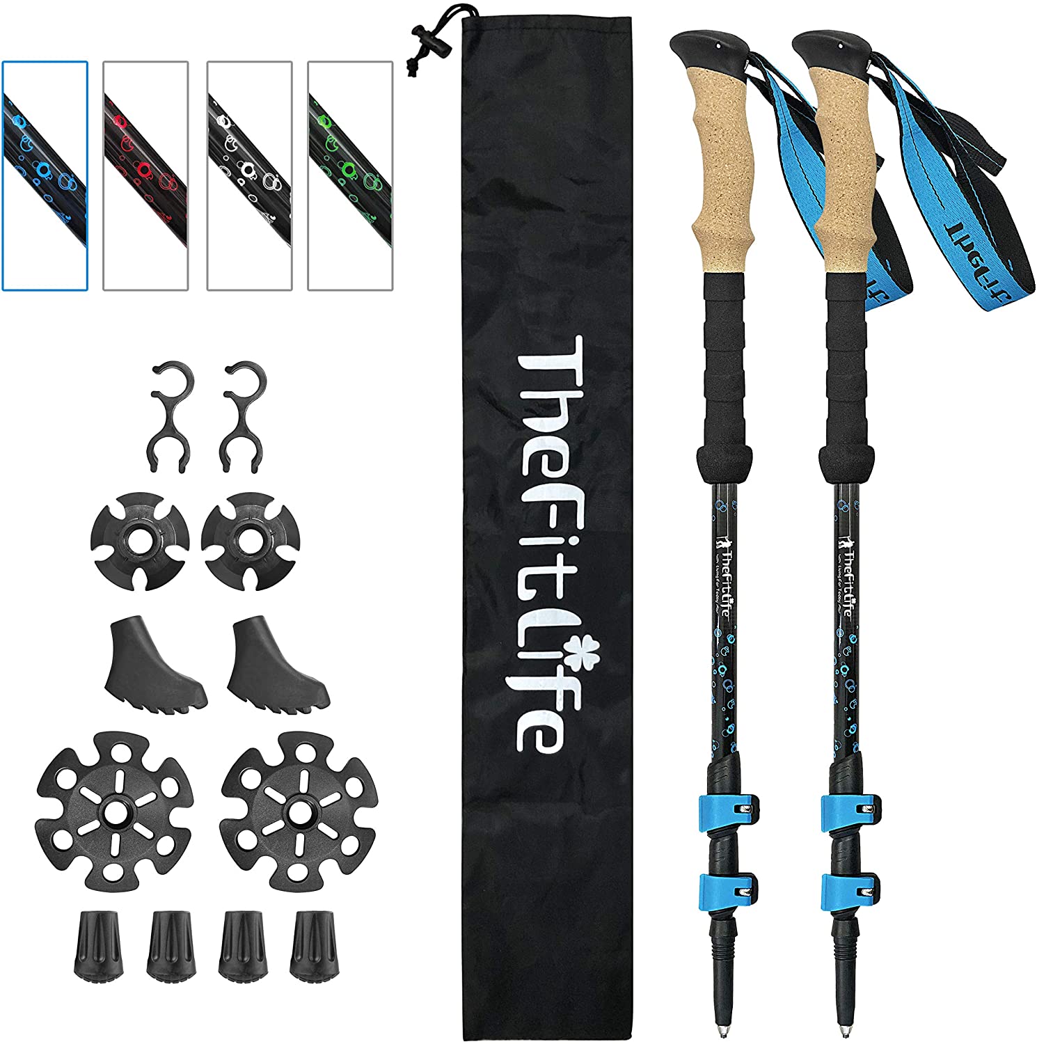 TheFitLife Carbon Fibre Trekking Poles, Collapsible and Telescopic Walking Poles, 2-Pack, Ultra Light, Extendable