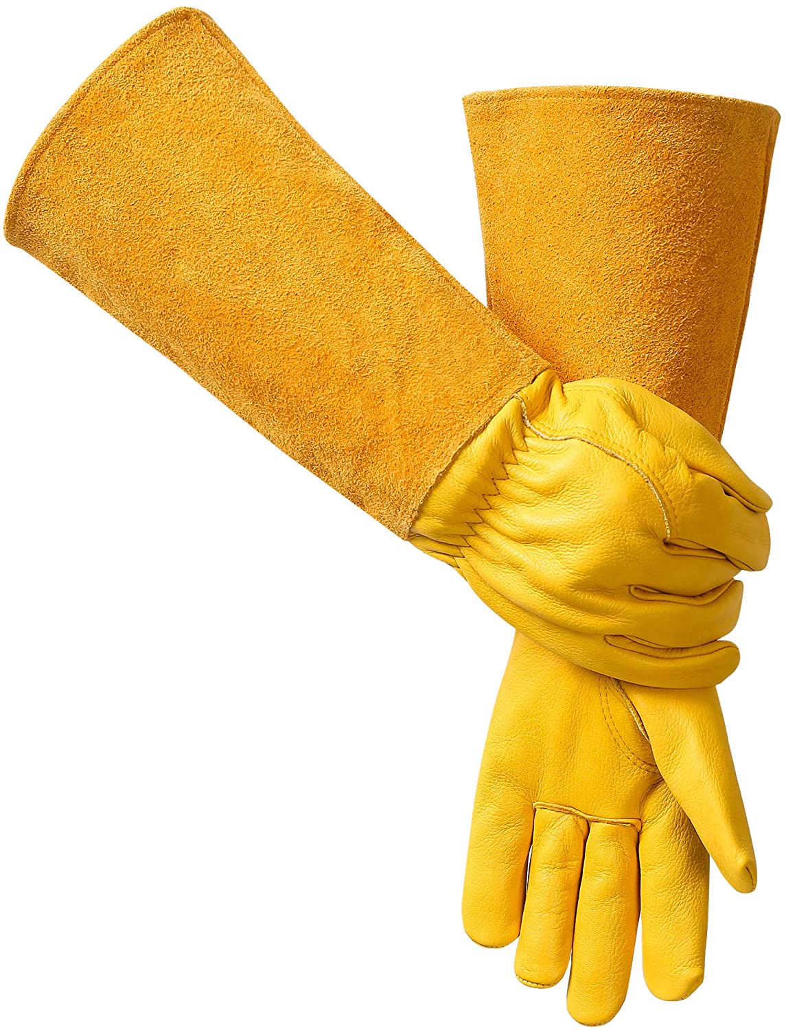 Leather Gauntlet Gardening Gloves for Women and Men Breathable Rose Pruning Gloves with Thorn Proof Gauntlet - Image 3