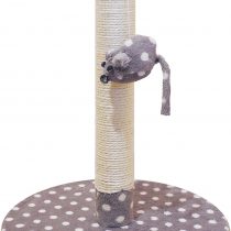 Rosewood Kitten Scratching Post With Sisal Post And Mouse Shaped Catnip Toy, Size H 40cm x D 31cm x W 31cm, Grey With Cream Dots, clear