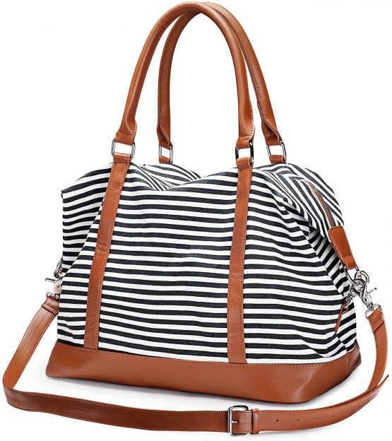 S-ZONE Ladies Women Travel Duffle Bag Canvas Weekend Overnight Carry on Shoulder Tote Bag Holdall Luggage Bag