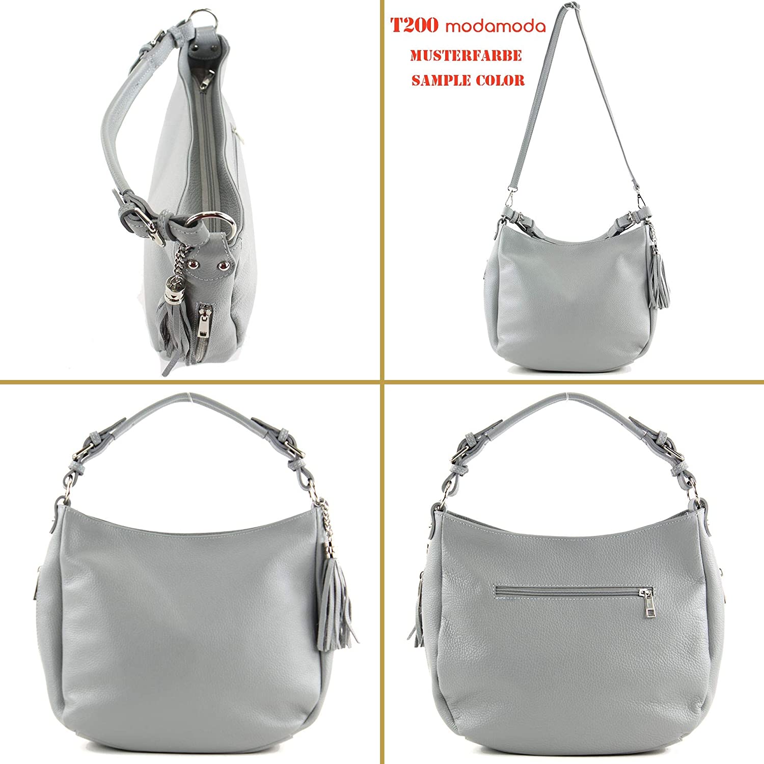 modamoda de - T200 - ital shoulder/shoulder bag made of leather, Colour:Rapeseed, Rapeseed Yellow - Image 3