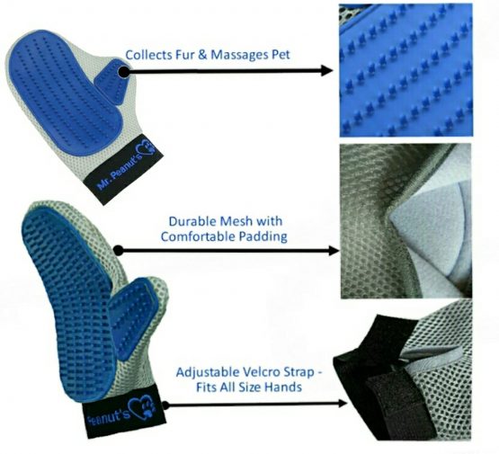 Mr. Peanut's Pet Grooming Glove Brush, Deshedding Tool, For Long and Short Hair Grooming of Dogs, Horses, Bunnies & Some Agreeable Cats, Pet Massage & Bathing Brush & Comb - Image 2