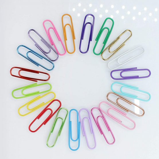 OKVGO 500pcs Coloured Paper Clips with Plastic Box of Paper Clamps for Office Stationery 33mm 20 Colors Multicoloured - Image 2