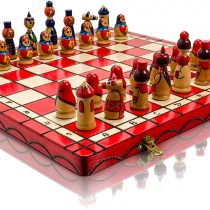 Lovely MATRYOSHKA - 42 cm / 16.5 in Wooden Hand Painted Decorative Chess Set (RED)