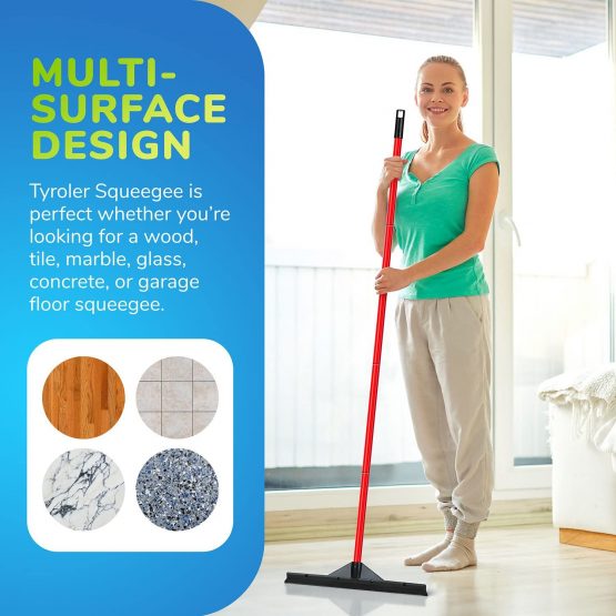 Tyroler Bright Tools Floor Squeegee Heavy Duty 46 Cm Solid Natural Rubber Blade Long 4 Parts Handle 140 cm - Dries Flat and Curved Surfaces - Best for Washing, Drying, Bathroom, Wet Room, Floor - Image 4