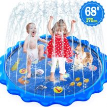 Toddler Toys - Splash Pad, Sprinkler & Splash Play Mat for Toddlers, Inflatable Outdoor Party Sprinkler Pad Wading Pool with 5 Patches for Kids Age 2+, Water Toys for Summer Outdoor Garden Beach-68"