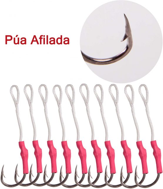 SHADDOCK 106pcs Fishing Assist Hooks Tackle 420 Stainless Steel Jigging Assist Fishing Hooks Kit with Strong PE Line Split Rings - Image 3