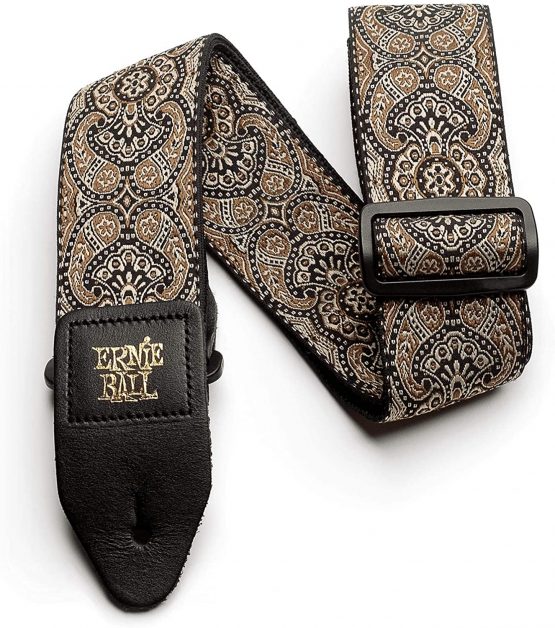Ernie Ball Gold and Black Paisley Jacquard Strap