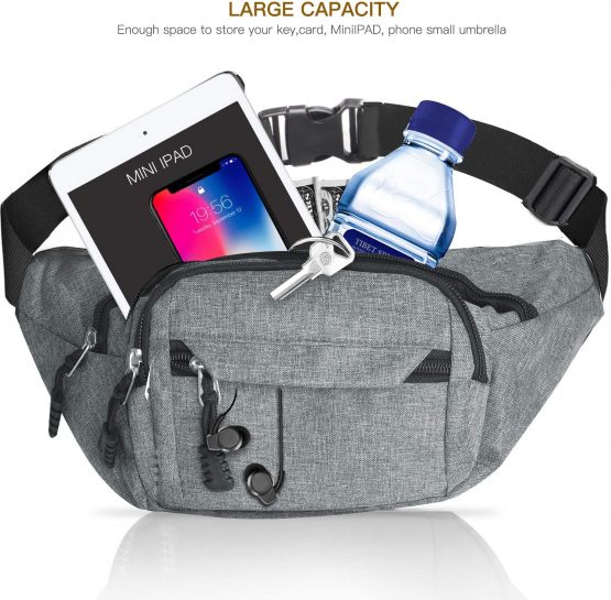 Gadom Bumbag Waist Bag, Waterproof 4 Zip Pockets Running Waist Pack Bag for Men Women, Adjustable Belt Waistpacks for Outdoors, Sport, Hiking, Travel - Image 3