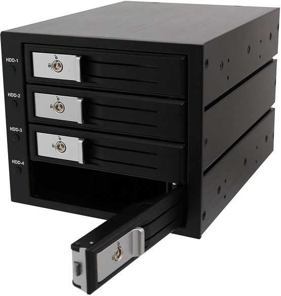 Syba 4 Bay Mobile Rack Tray Less 3.5-Inch SATA SAS Hard Drive Internal Enclosure with Independent Power Control Switch and LED Indicator- Black - Image 3