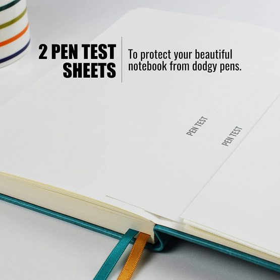 A5 Notebook, Lined - by Rhodium Mines®, (20.8cm x 13.1cm), Hardback | Premium 100gsm Thick Ivory Paper, Classic Ruled Writing Journal, Hardcover, PU Leather, (Turquoise) - Image 3