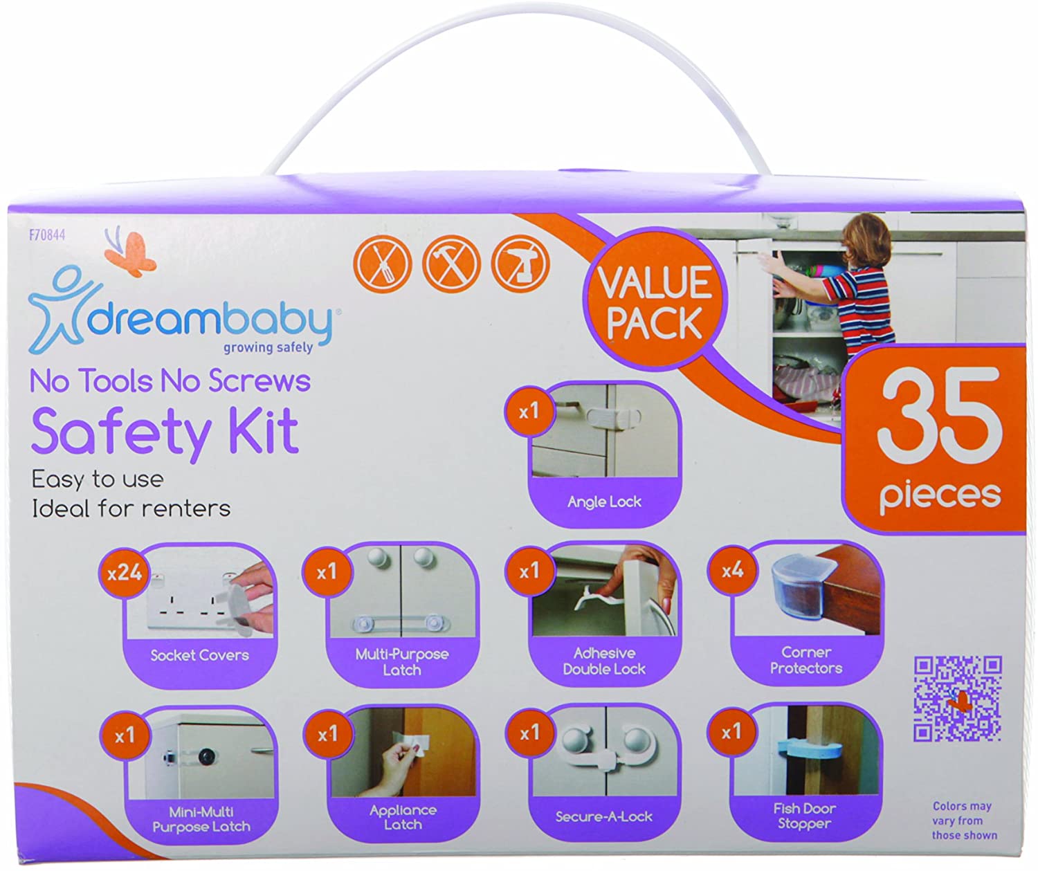 Dreambaby Home Baby Safety Kit Set No Tools No Screws - Household Safety Value Pack - 35 Pcs - Model F70844