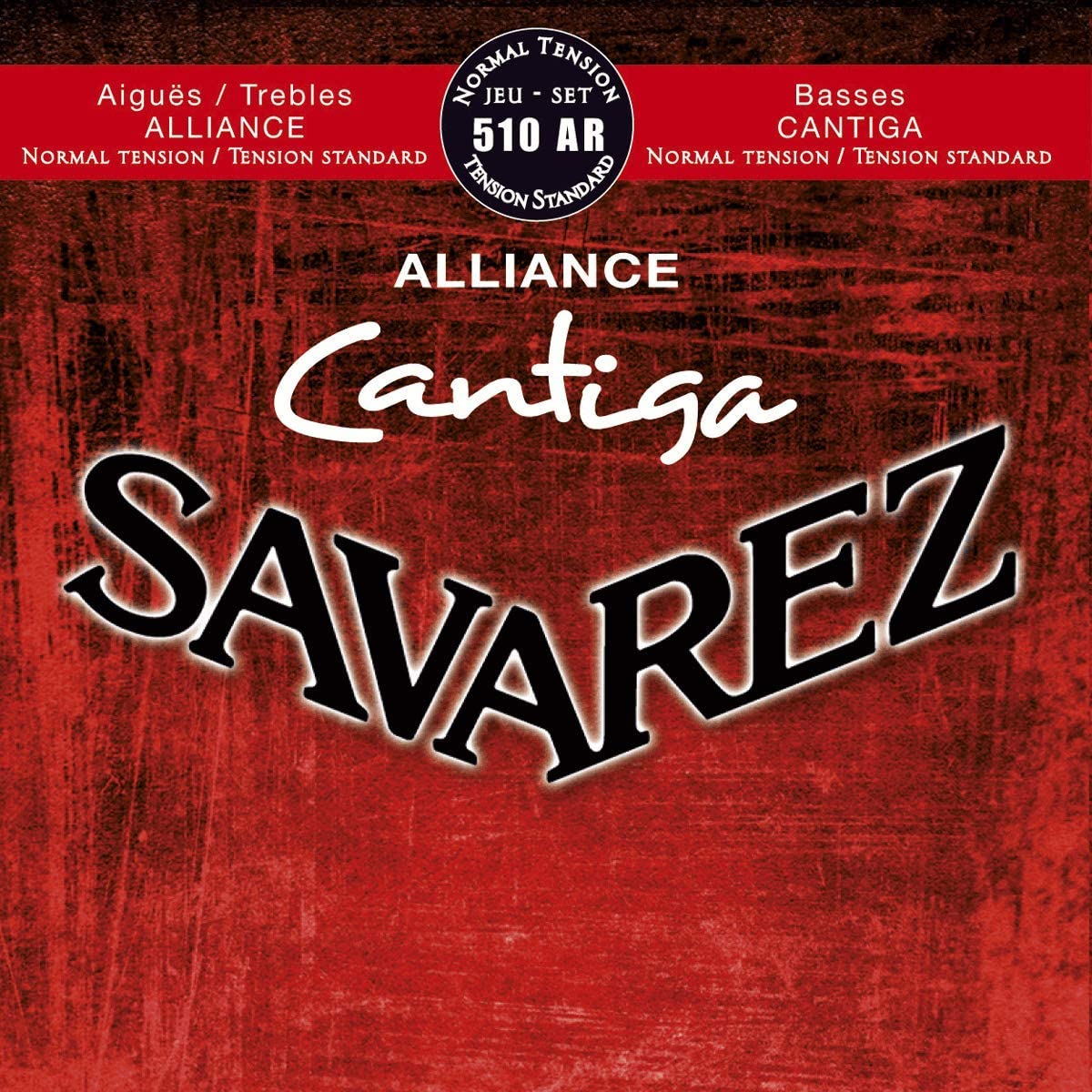 Savarez Strings for Classical Guitar Alliance Cantiga Set Normal Tension, rot, 510AR, Nylon, Satz standard 510AR