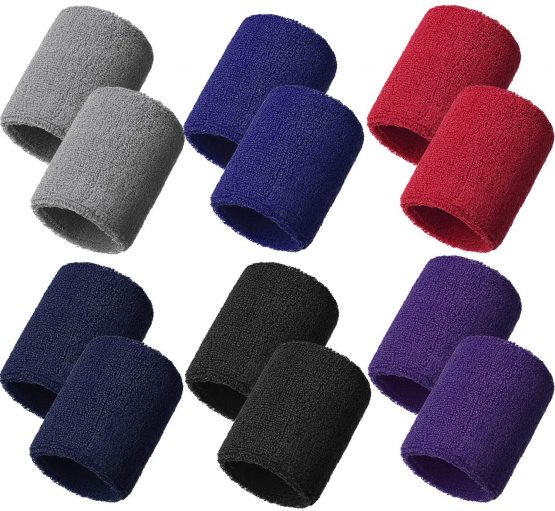 Bememo 12 Pack Sweatbands Sports Wristband Cotton Sweat Band for Men and Women, Good for Tennis, Basketball, Running, Gym, Working Out