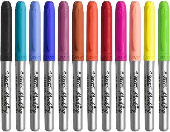 BIC Marking Permanent Markers - Assorted Intense and Pastel, Pack of 12 - Image 3