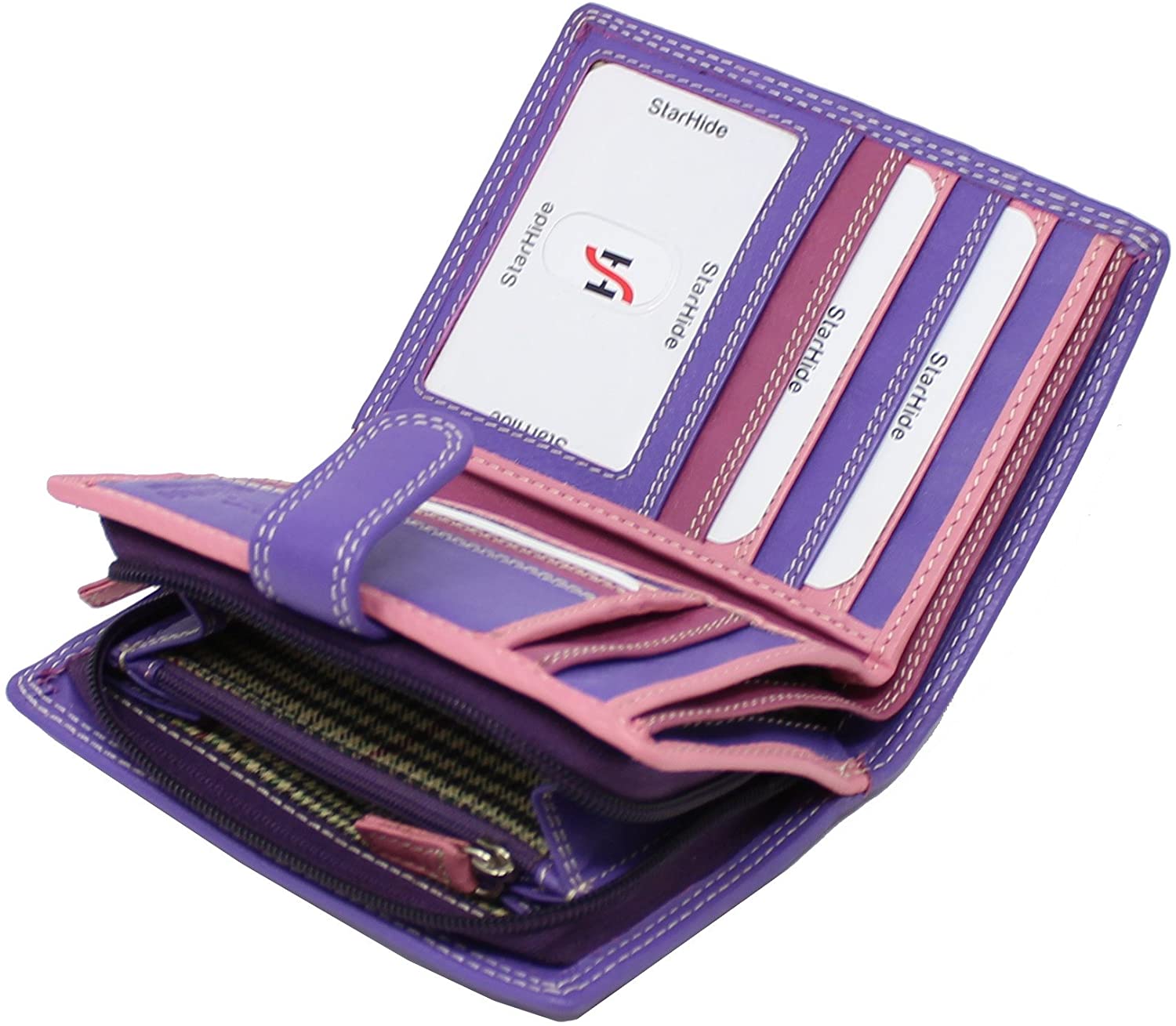 STARHIDE Multicoloured Womens Purse, RFID Blocking Compact Wallet with Extra Card Capacity - Image 4