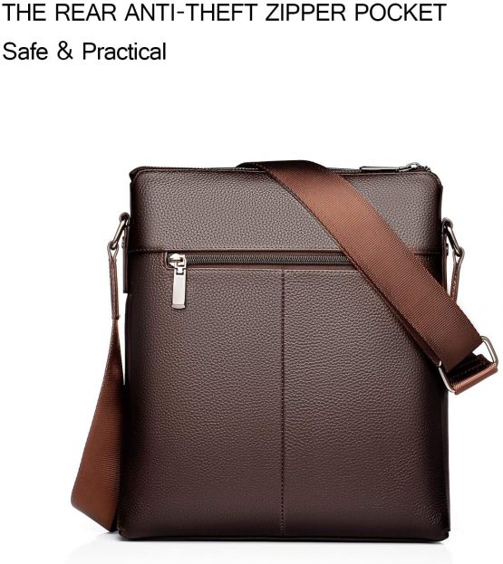 FANDARE Men's Shoulder Bag Messenger Crossbody Satchel Office Work Bag Fits iPad 9.7 inch Tablets Waterproof Travel Bookbag Brown - Image 4