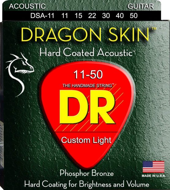 DR Strings DSA-2/11 Coated Phosphor Bronze Acoustic Guitar Strings, Custom